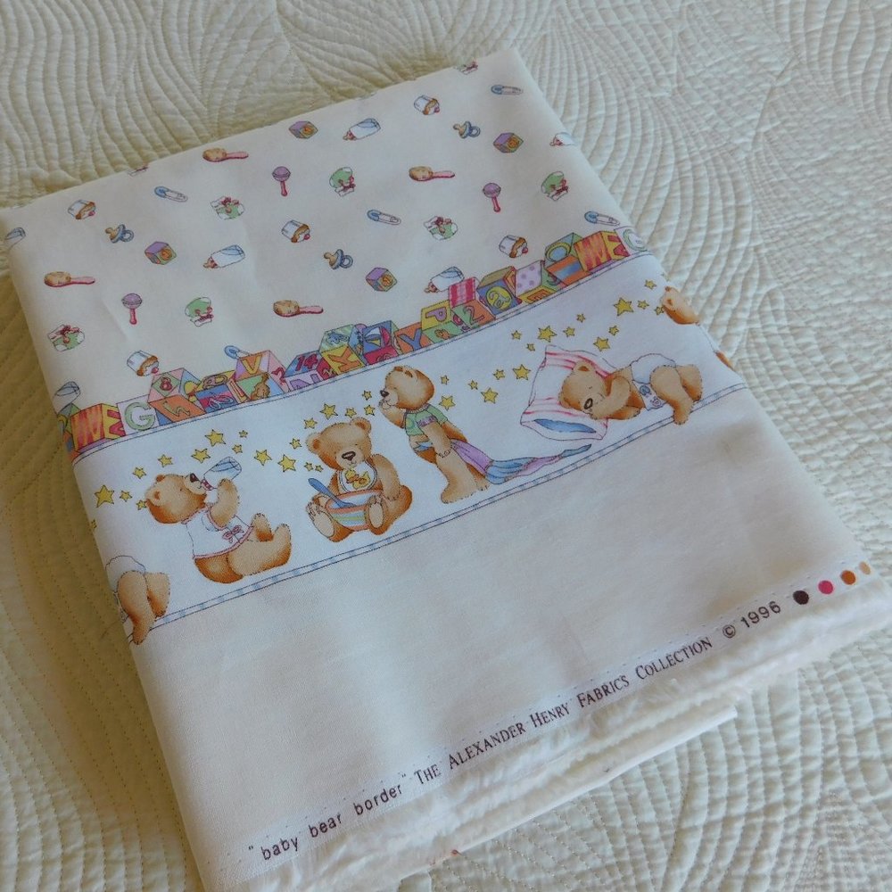OOP Alexander Henry baby bear border print cotton fabric nursery quilt material - Picture 15 of 16